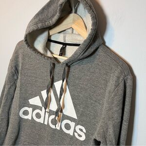 Adidas Golf Hoodie Men’s M Gray Fleece Sweatshirt Pullover White Logo Sports